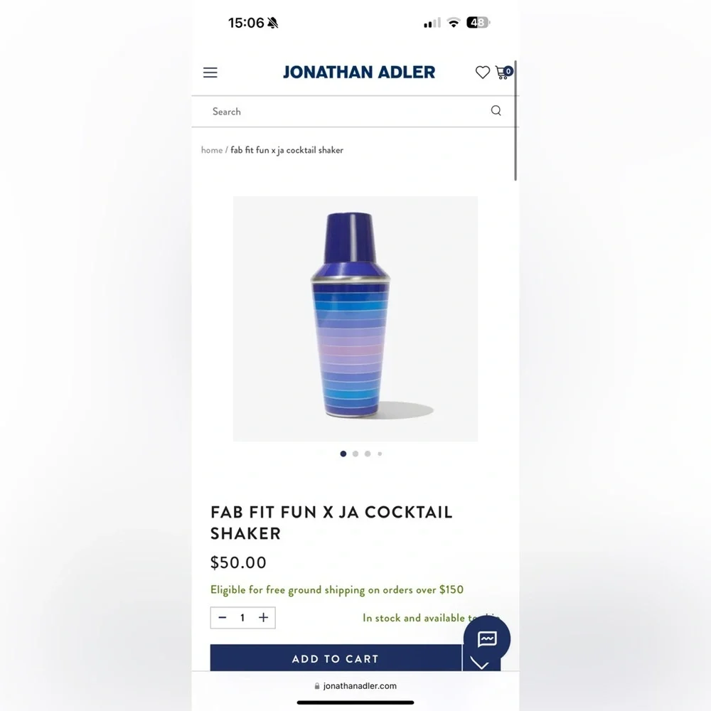 Jonathan Adler Gradient Striped Cocktail Shaker — Blue & Purple Tones